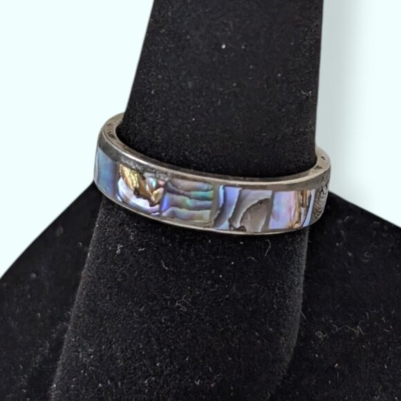 V. Abalone Inlay Band Ring - Picture 1 of 6